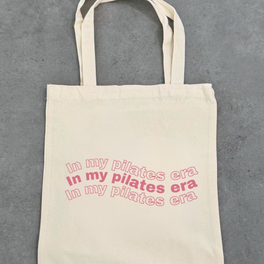 In My Pilates Era Tote Bag, Pink Text Design, Wellness