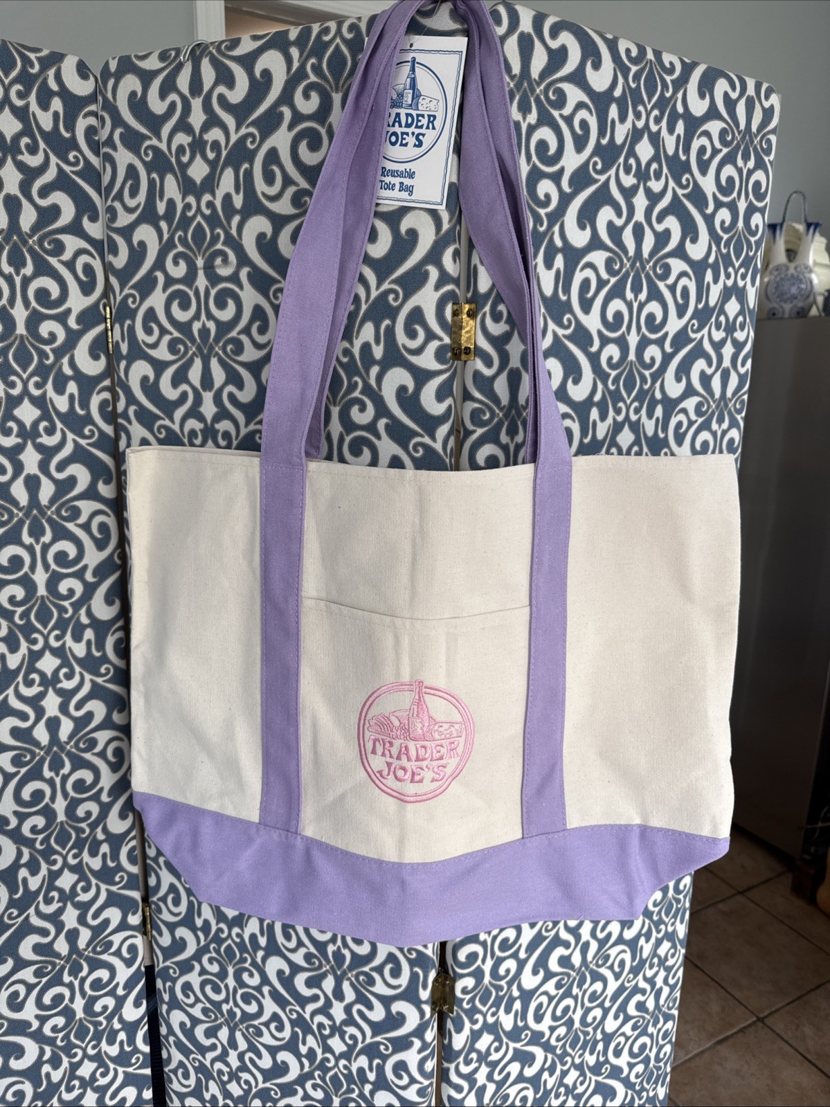 Trader Joe’s Large Canvas Tote Bag , Purple