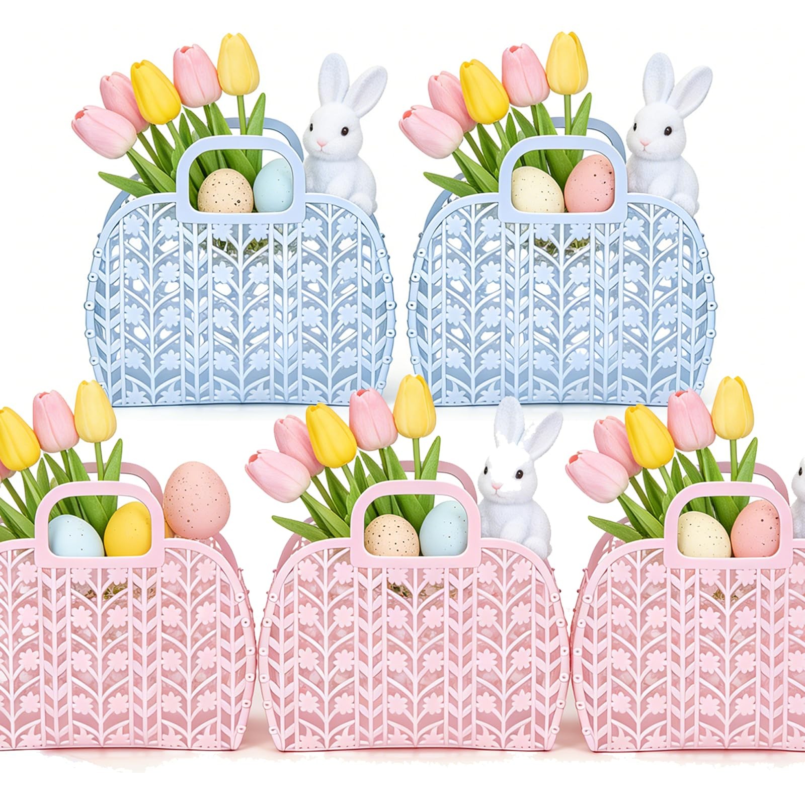 Mothers Day Basket Jelly Tote Bag Flower Beach Bag Basket Purse for Girls Fam…