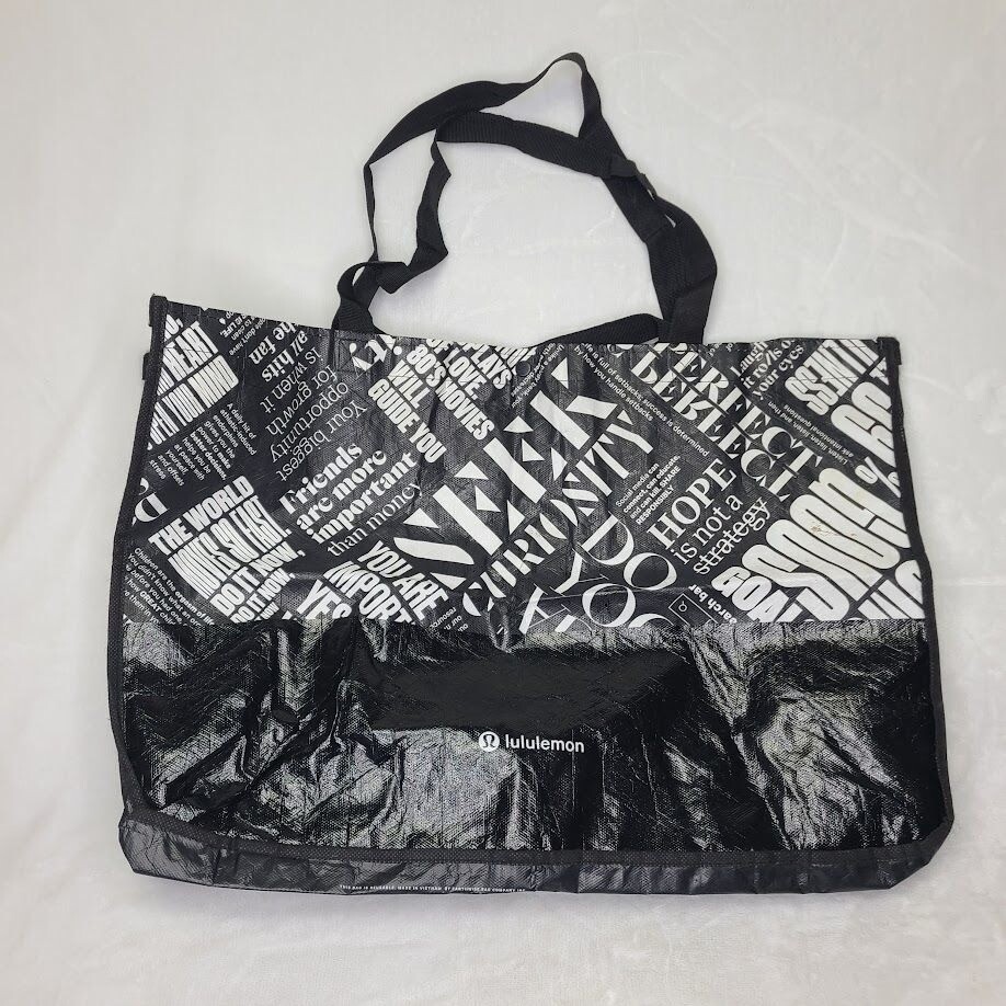 Lululemon Athletica Black White Reusable Shopping Tote Bag Manifesto