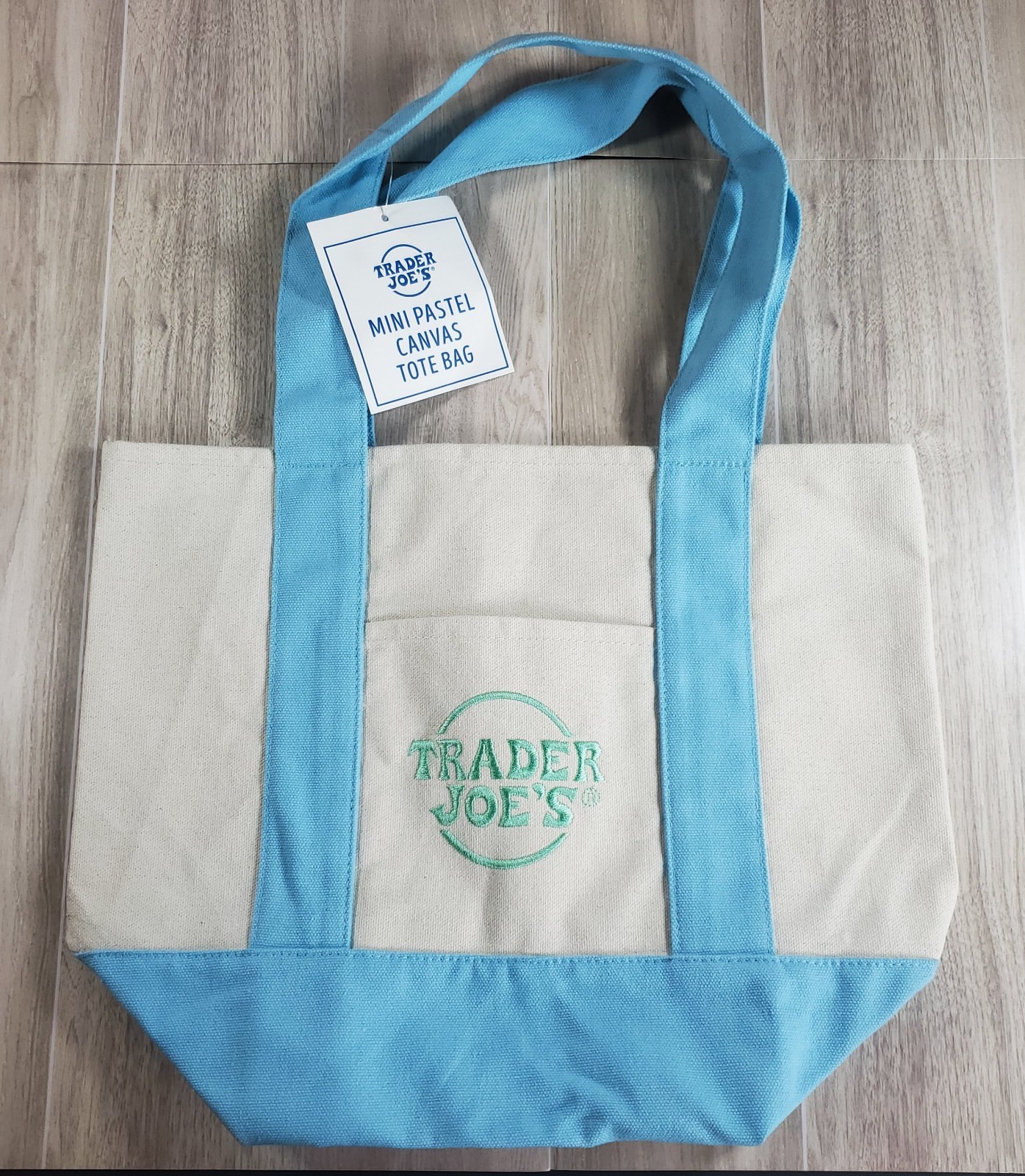 NWT Set of 2 Trader Joe’s Mini Lavender & Baby Blue Canvas Tote Limited Edition