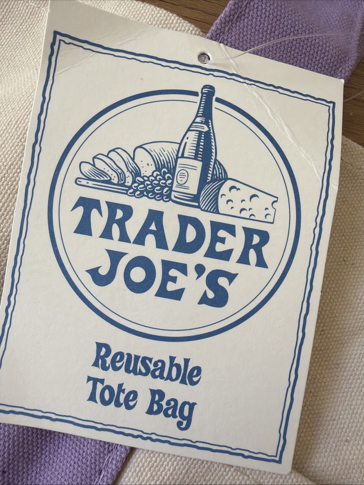Trader Joe’s Large Lavender Canvas Tote Bag NWT Pink Logo Limited Edition 2026