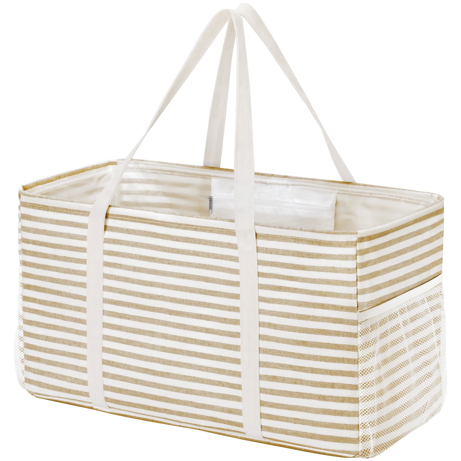 LEAGLOJOY Extra Large Tote Bag, Reusable Grocery Bags with Metal Wire Frame