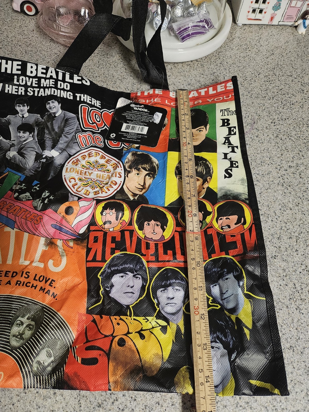 Vandor The Beatles Large Shopper Tote Reusable Bag 16x12x5 Wipe Clean