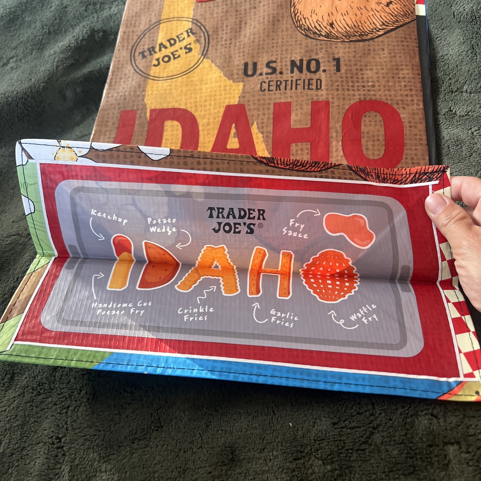Trader Joes Idaho Potato Reusable Grocery Tote Bag State Collectible Shopper