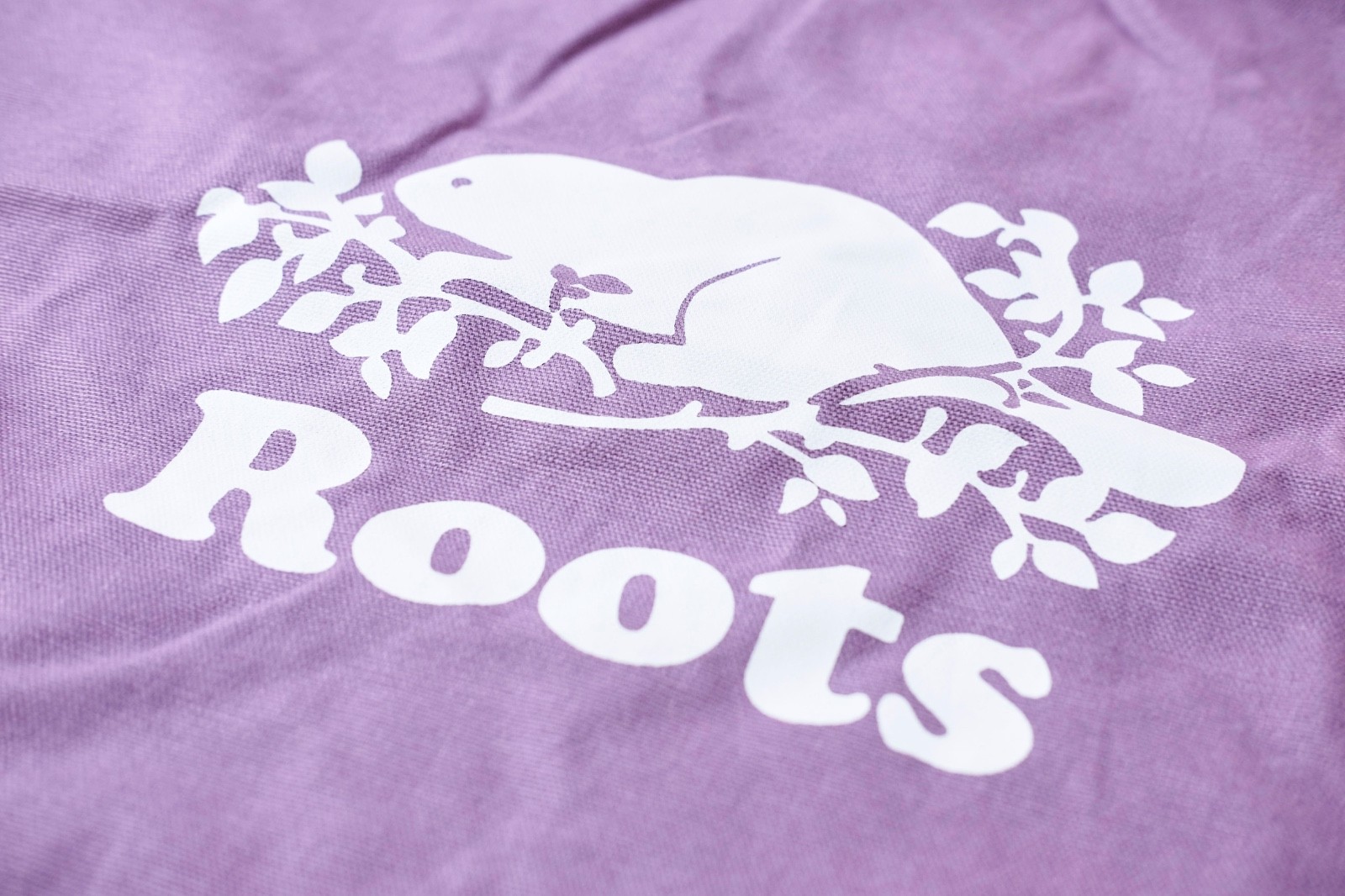 Roots Cooper Tote Bag Cotton Canvas Raisin Purple Beaver Reusable Shopping