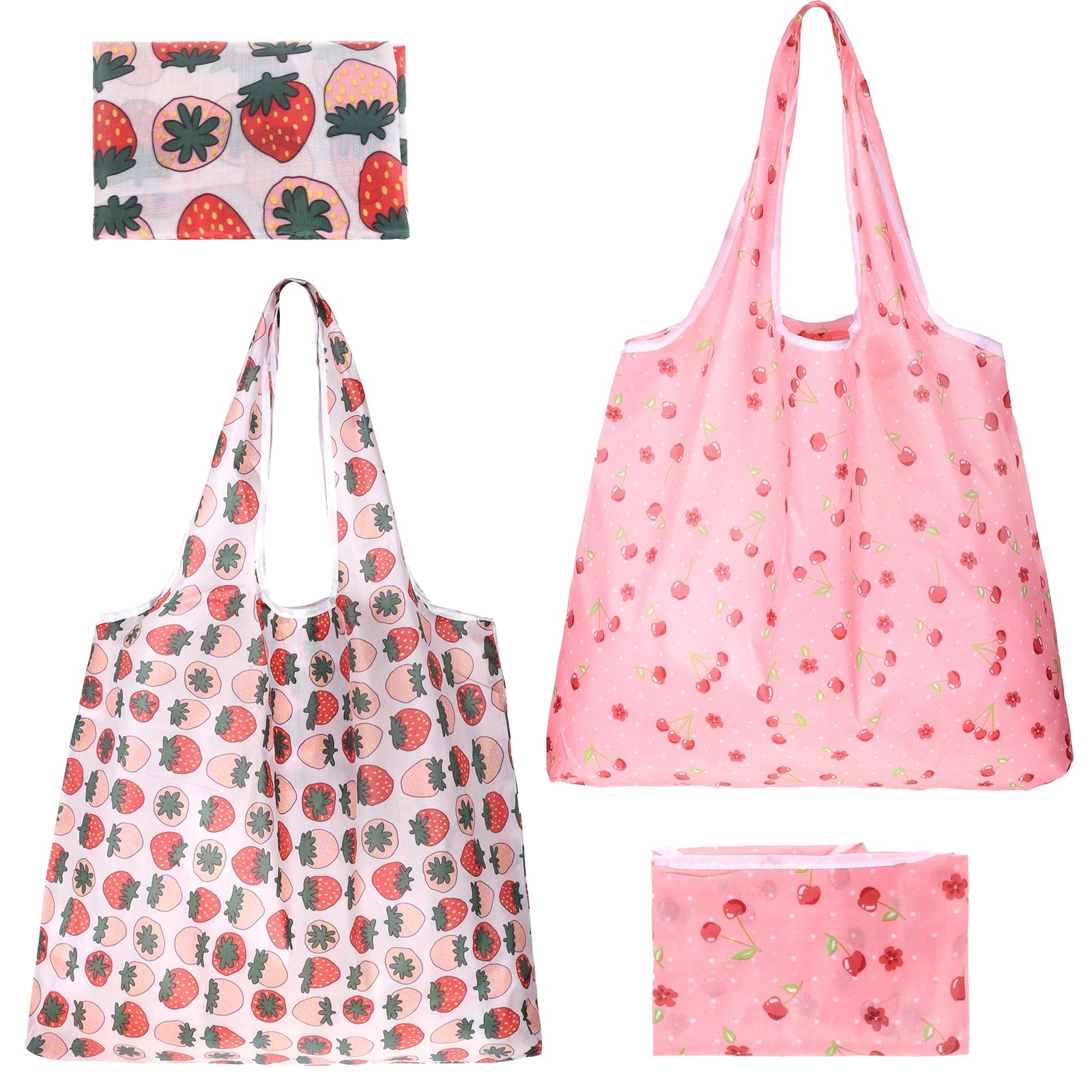2 PCS Reusable Shopping Bags Cute Extra Large Foldable Travel Waterproof Tote