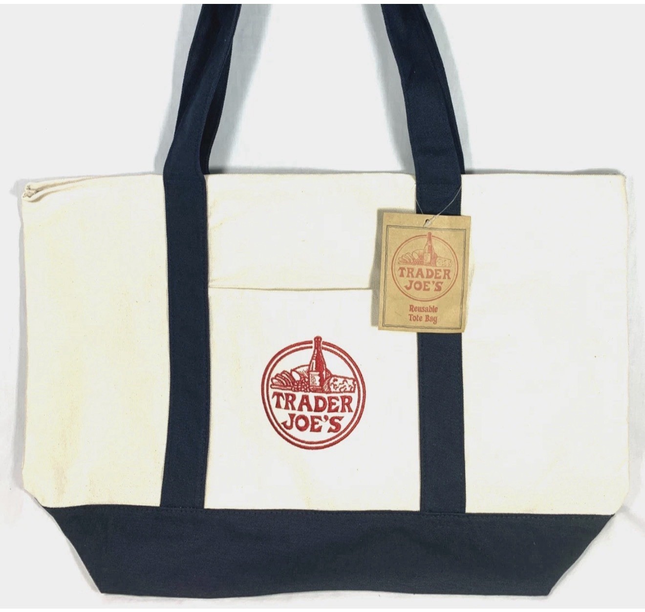 Trader Joe’s Canvas Tote Shopping Bag – LARGE CLASSIC NAVY BLUE – NEW with TAGS
