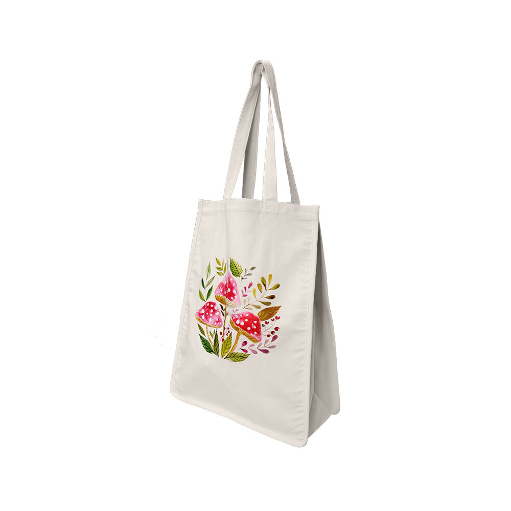 15″L x 19″H Reusable Canvas Grocery Bag Shopping Mushrooms Tote Bag Carrier
