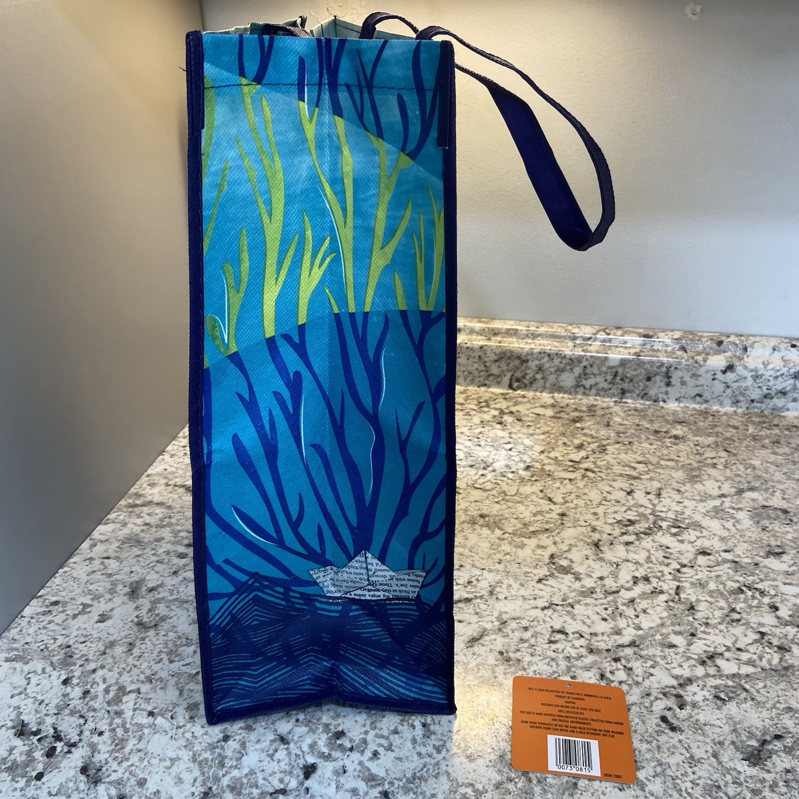 TRADER JOE’S Ocean Clown Fish Tote, Recycled Ocean Plastic, Reusable 16”x 12”