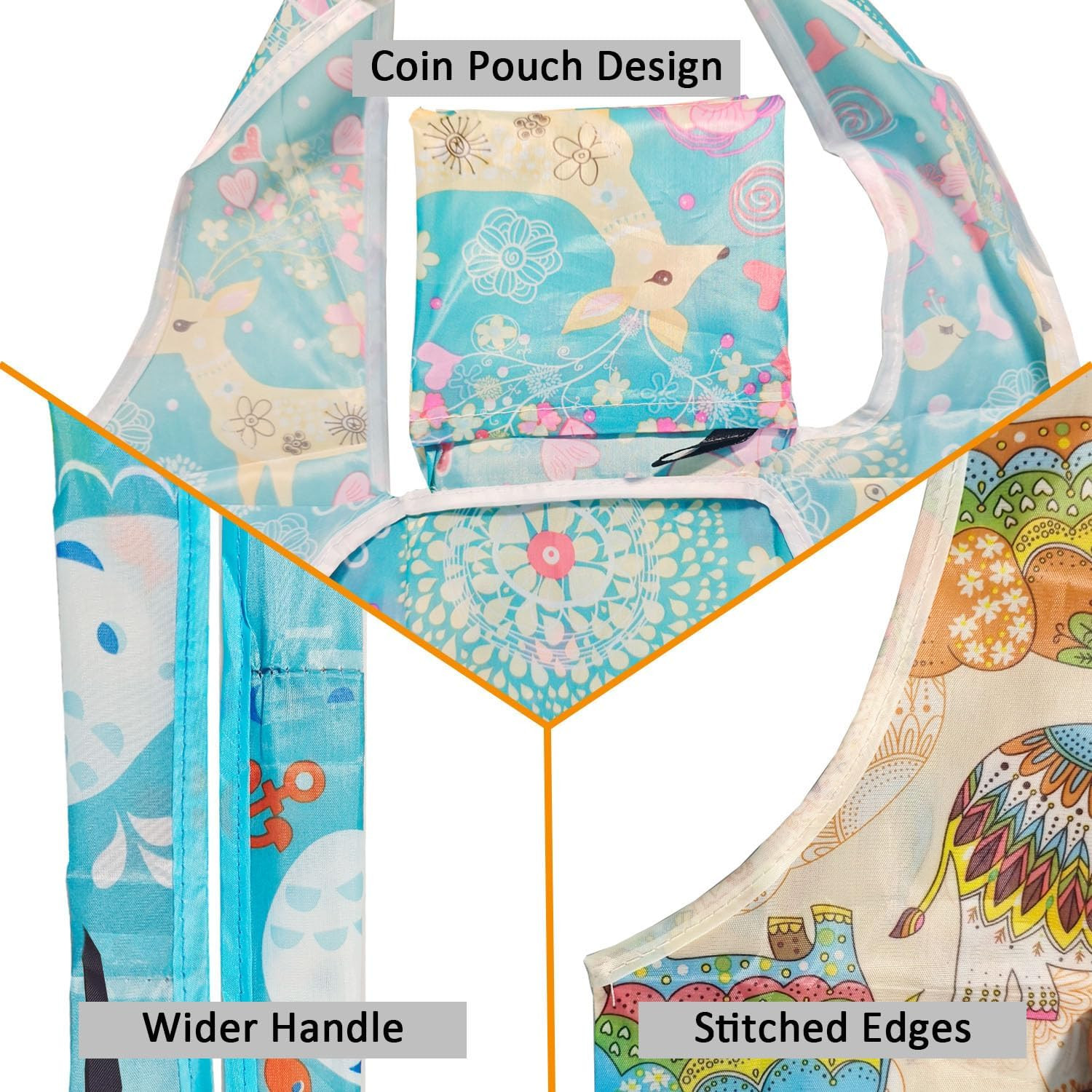 Foldable Reusable Grocery Bags, 4 Pack Large Shopping Tote Bags, Durable & Machi