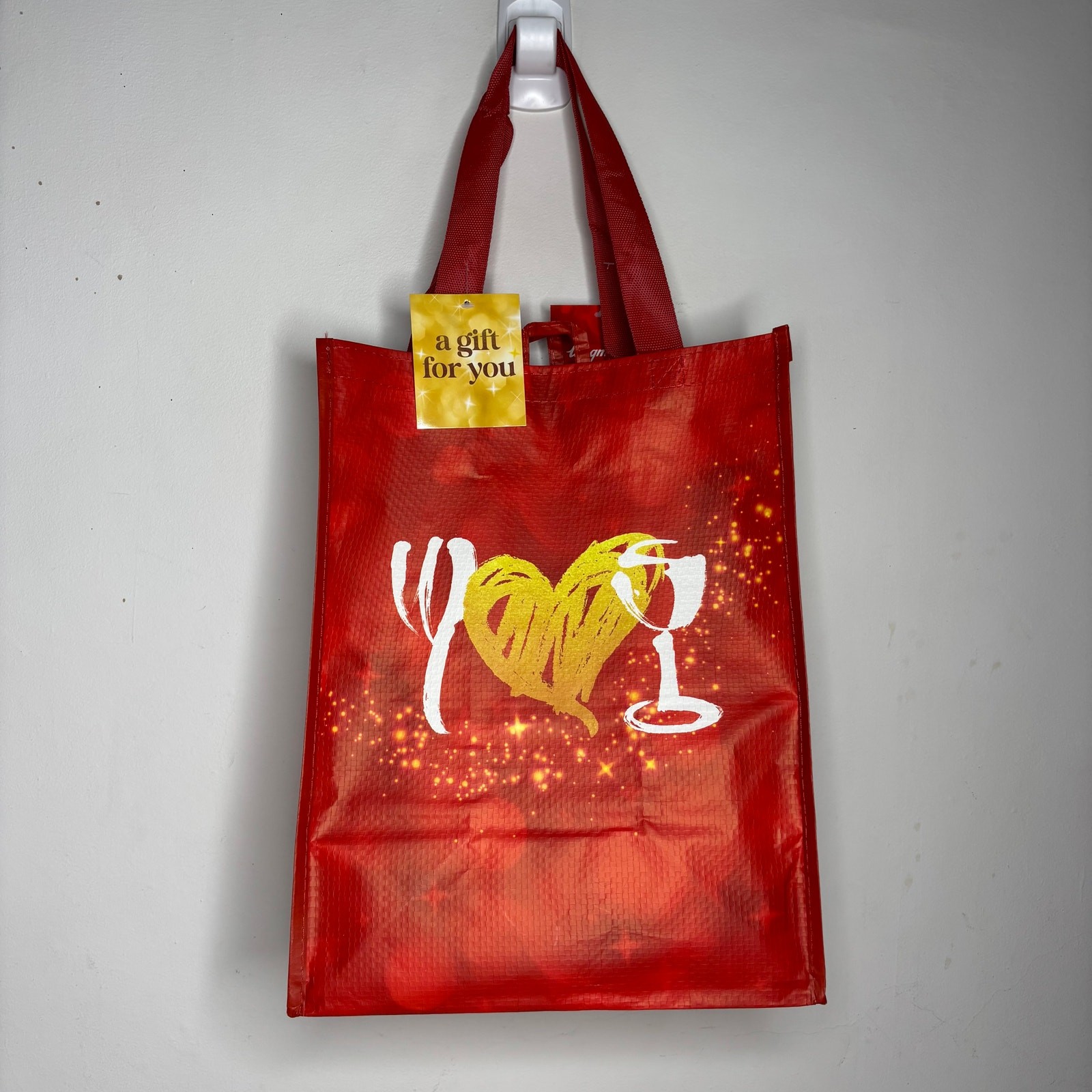 Lot 3x — Wegmans Christmas Love Holiday Festive Heart Reusable Tote Gift Bag NWT