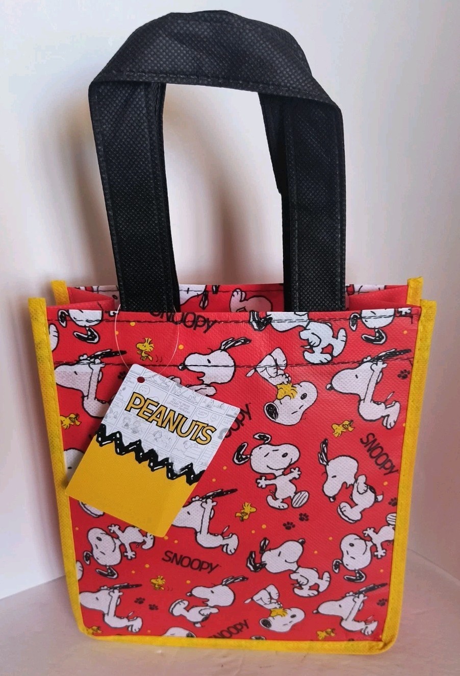 Peanuts Snoopy Woodstock Reusable Red Small Gift Tote Bag with Handles NEW!