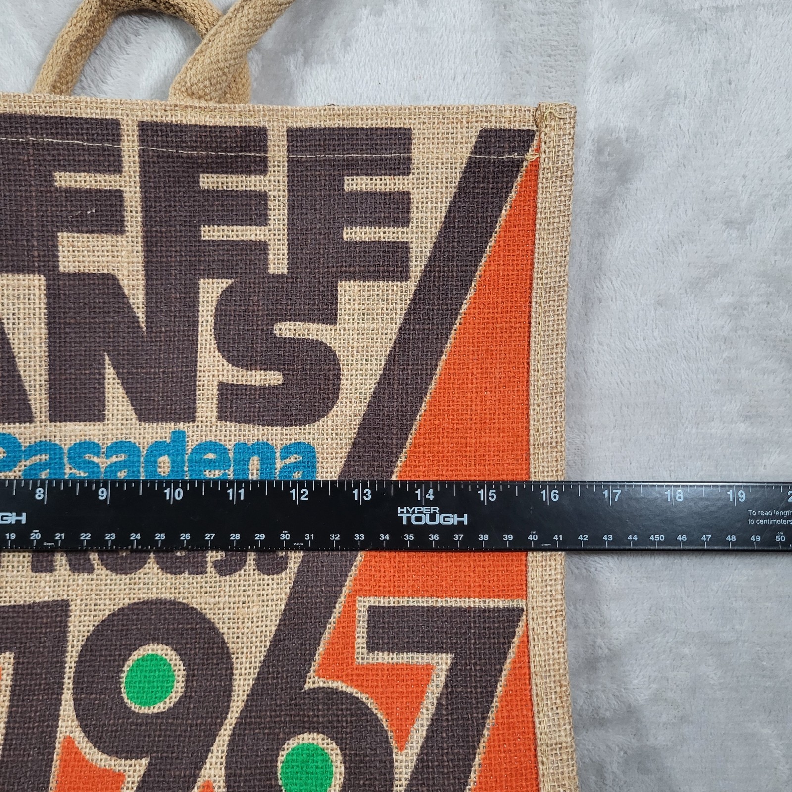 Trader Joes 1967 Coffee Beans Jute Burlap Reusable Tote Bag Pasadena Shopping