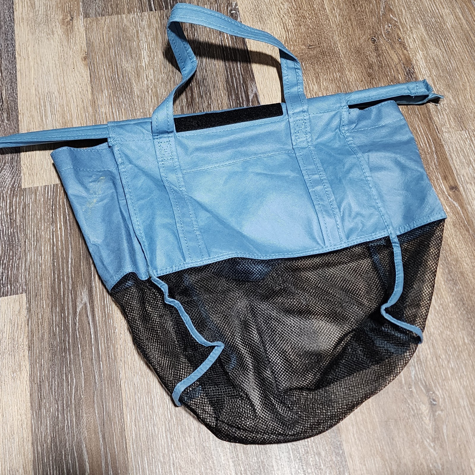 Lotus Reusable Trolley Shopping Bag Canvas Mesh Blue