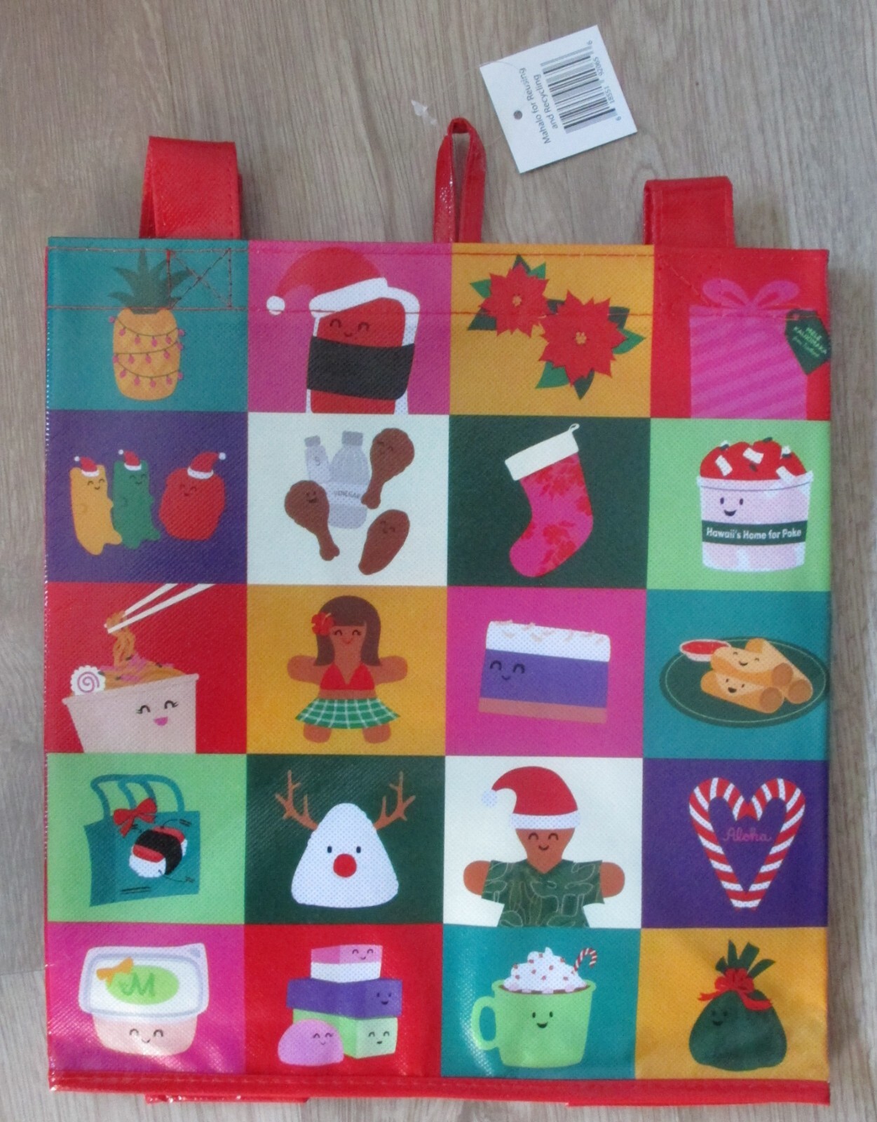 FOODLAND – Hawaii Christmas MELE KALIKIMAKA Reusable Shopping, Gift Tote Bag-NWT