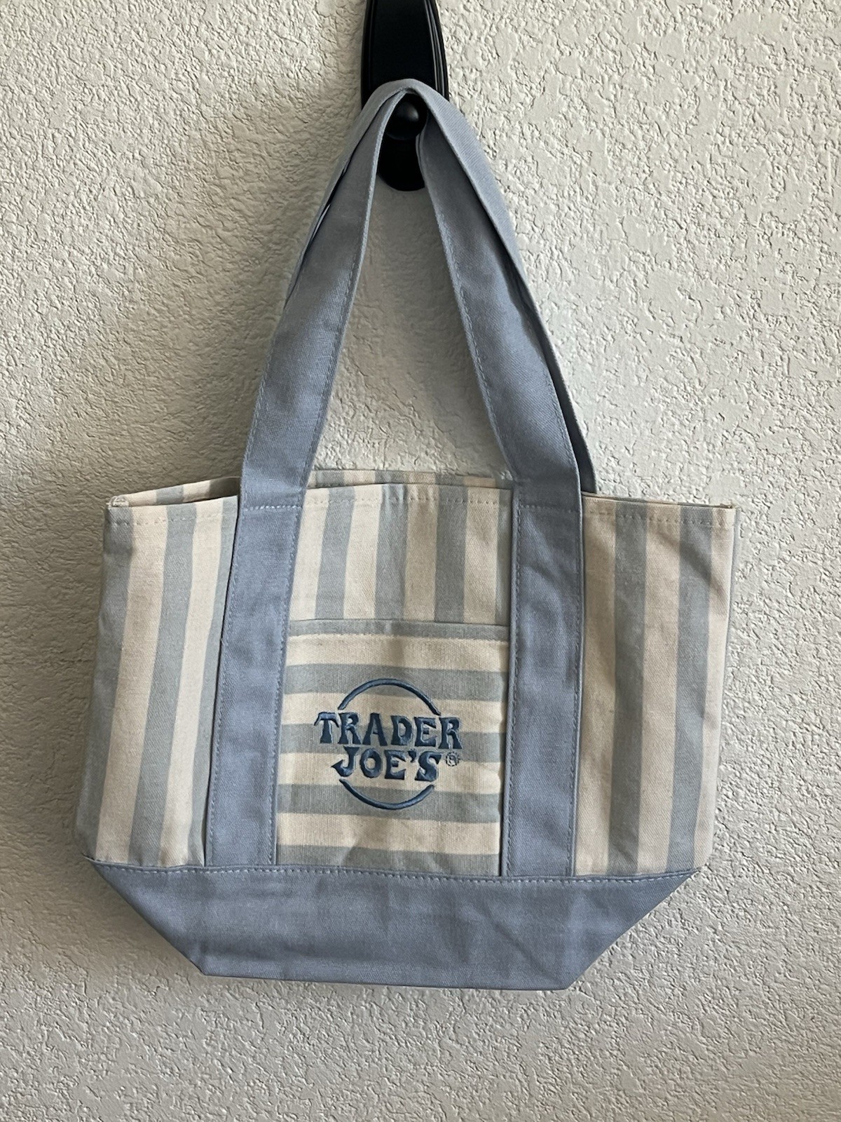 Trader Joe’s Striped Pastel Blue/Beige mini Tote Bags