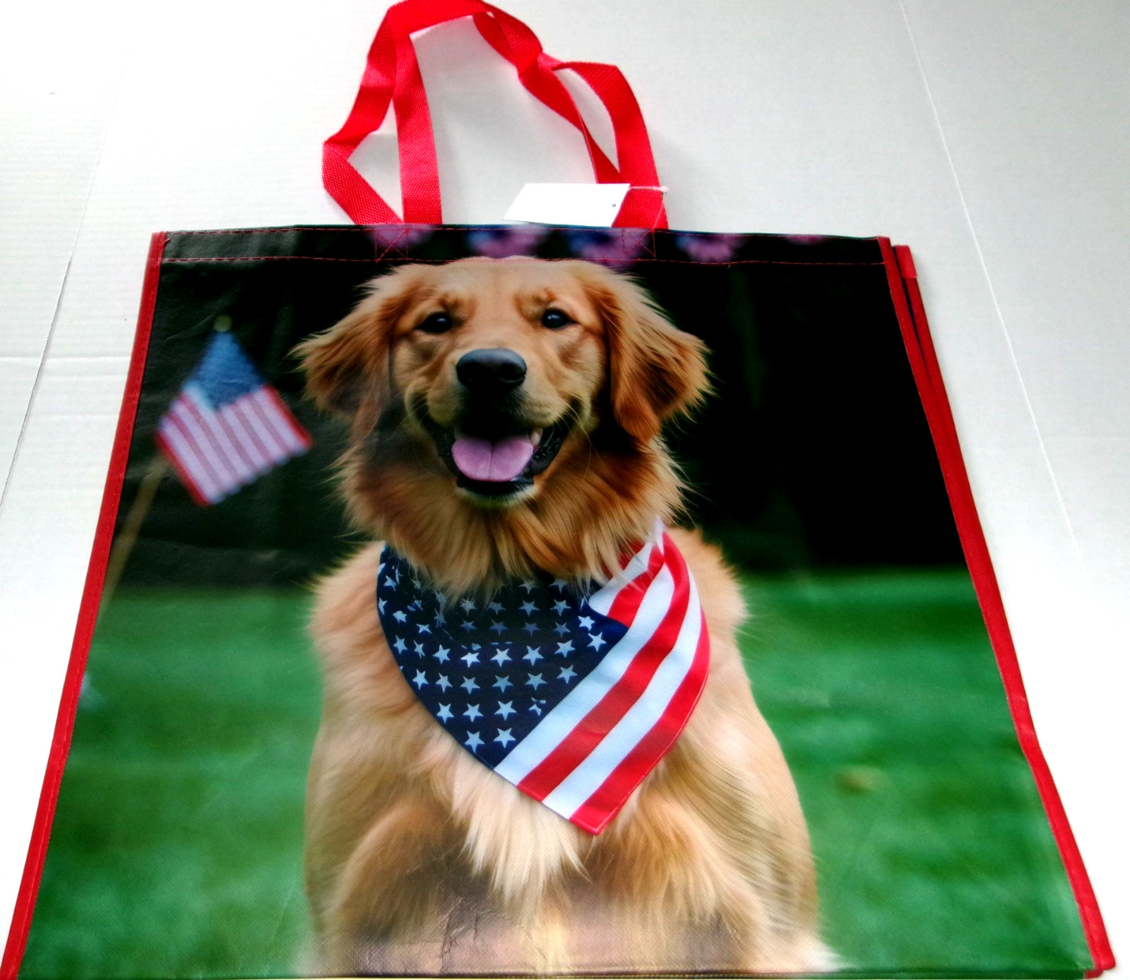 PATRIOTIC Reusable Tote Bag~19.5″ x 17.5″ x 7.25″ ~ PATRIOTIC LAB
