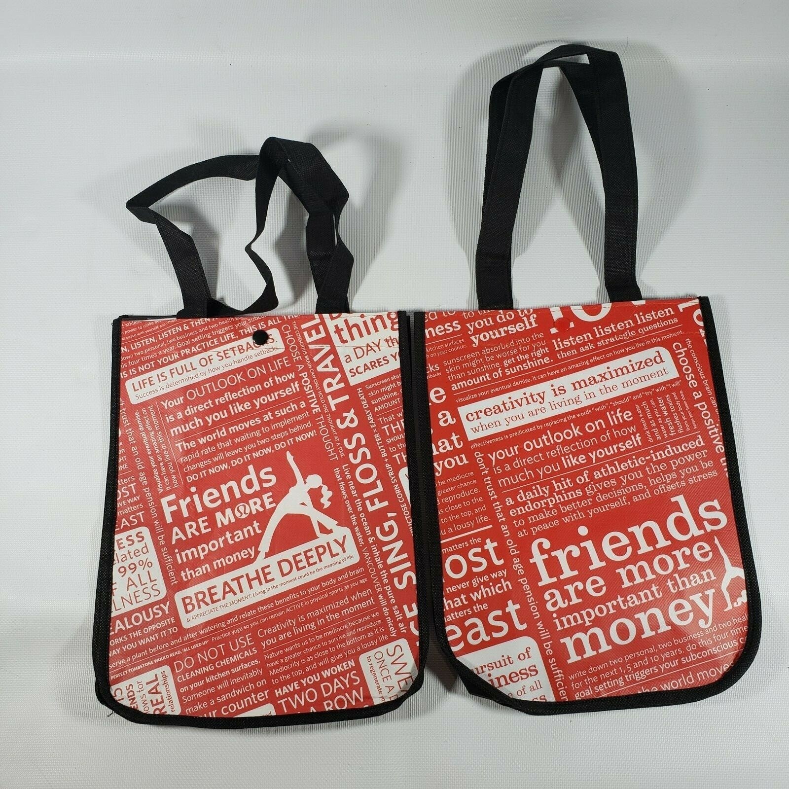 RARE LOT OF 2 LULULEMON REUSABLE ECO LUNCH BAG 12X9 MANIFESTO YOGA DANCE NAMASTE