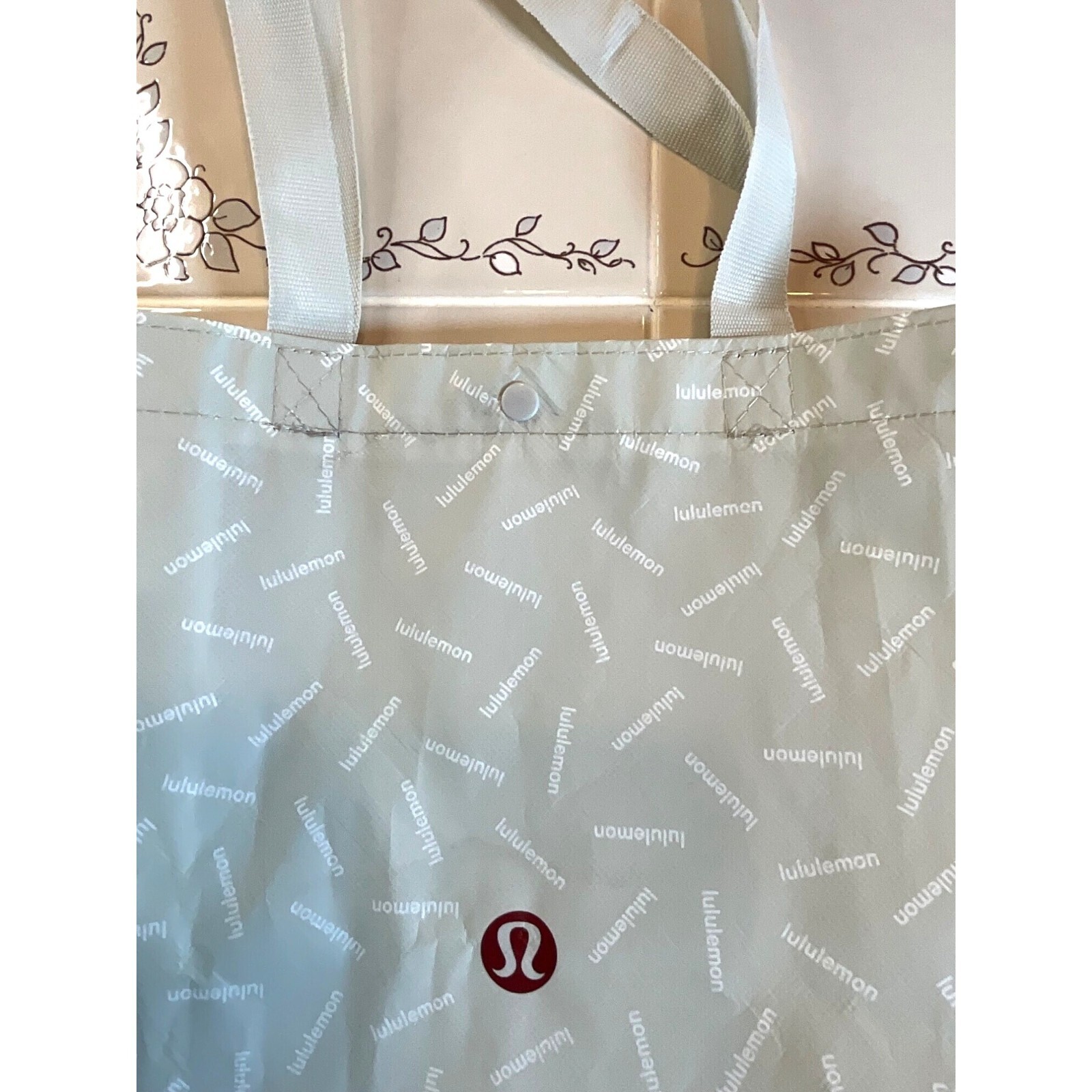 Lululemon 100% Recycled Polypropylene Reusable Shopping Tote w/ Red Logo 12.5×15