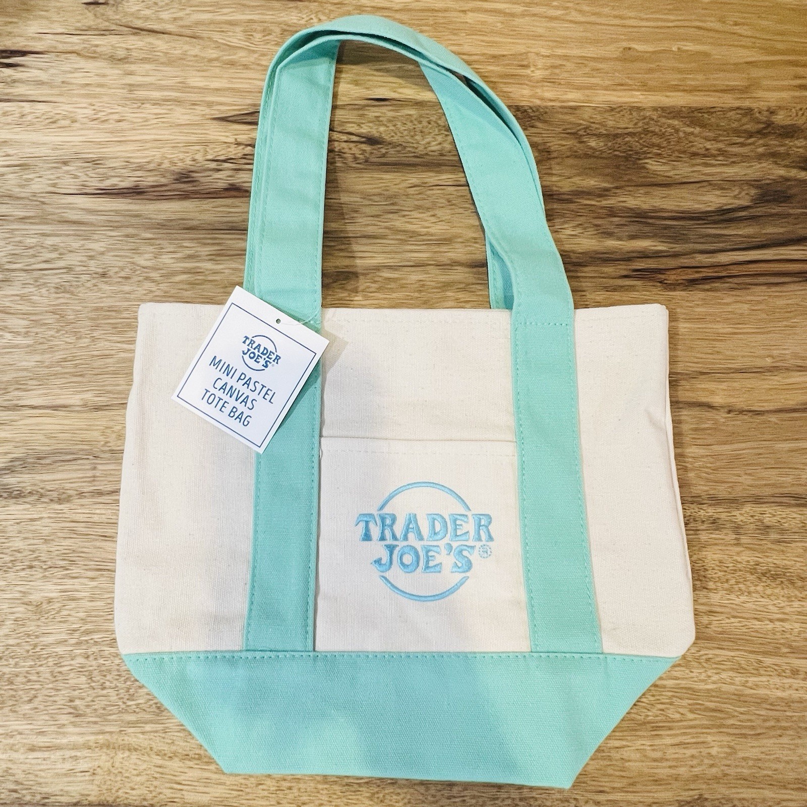 Trader Joe’s 2026 Mini Canvas Pastel Reusable Tote Bag Green – BRAND NEW | US