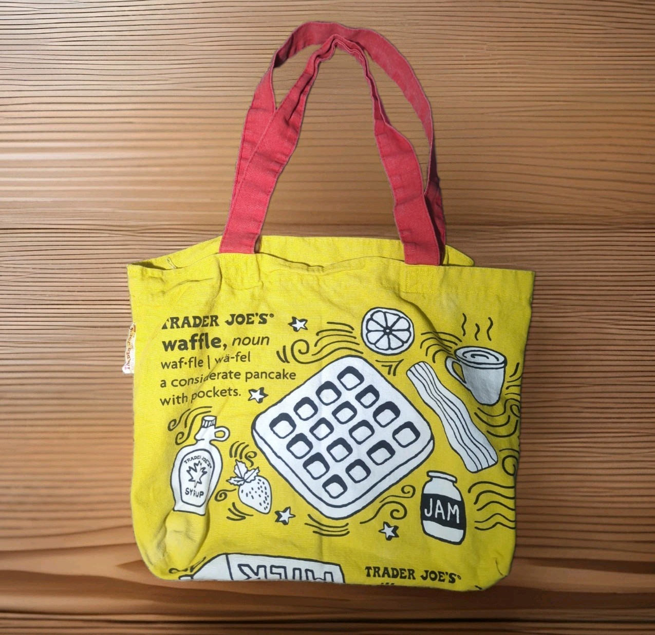 Trader Joes Blue Sardines Cheese Adventure Waffle Noun Reusable Canvas Tote Bag