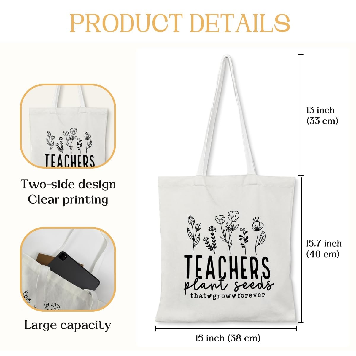 Boho Floral Teacher Tote Bag, Teacher Gifts for , Teacher Appreciation Gifts,…