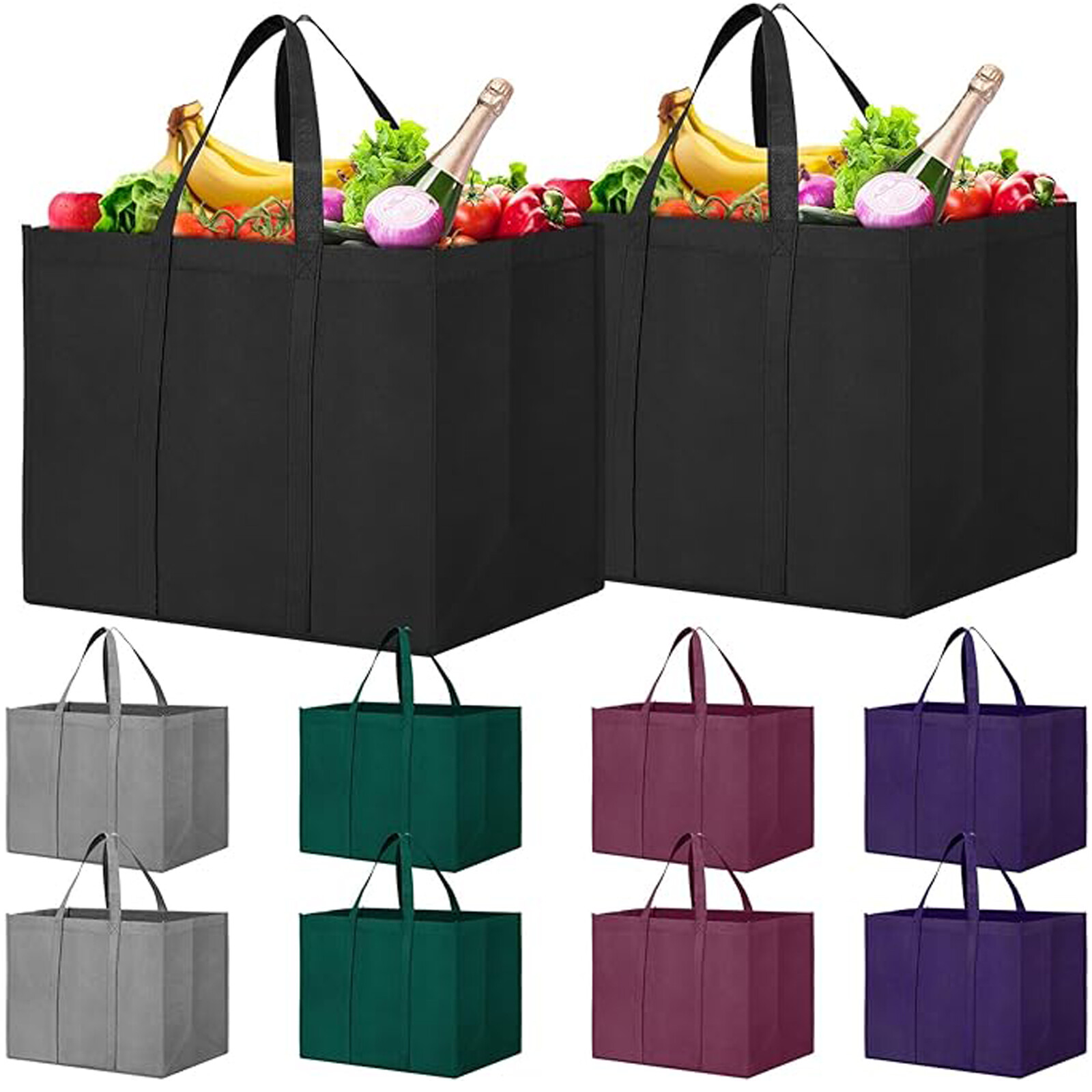 10Pcs Reusable Grocery Shopping Bags Large Foldable Tote Bag Camping Storage Bag