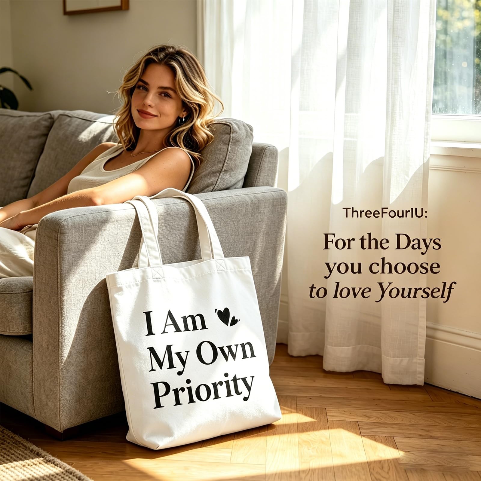 “I Am My Own Priority” Canvas Tote Bag, Aesthetic Inspirational Self-Love Gif…
