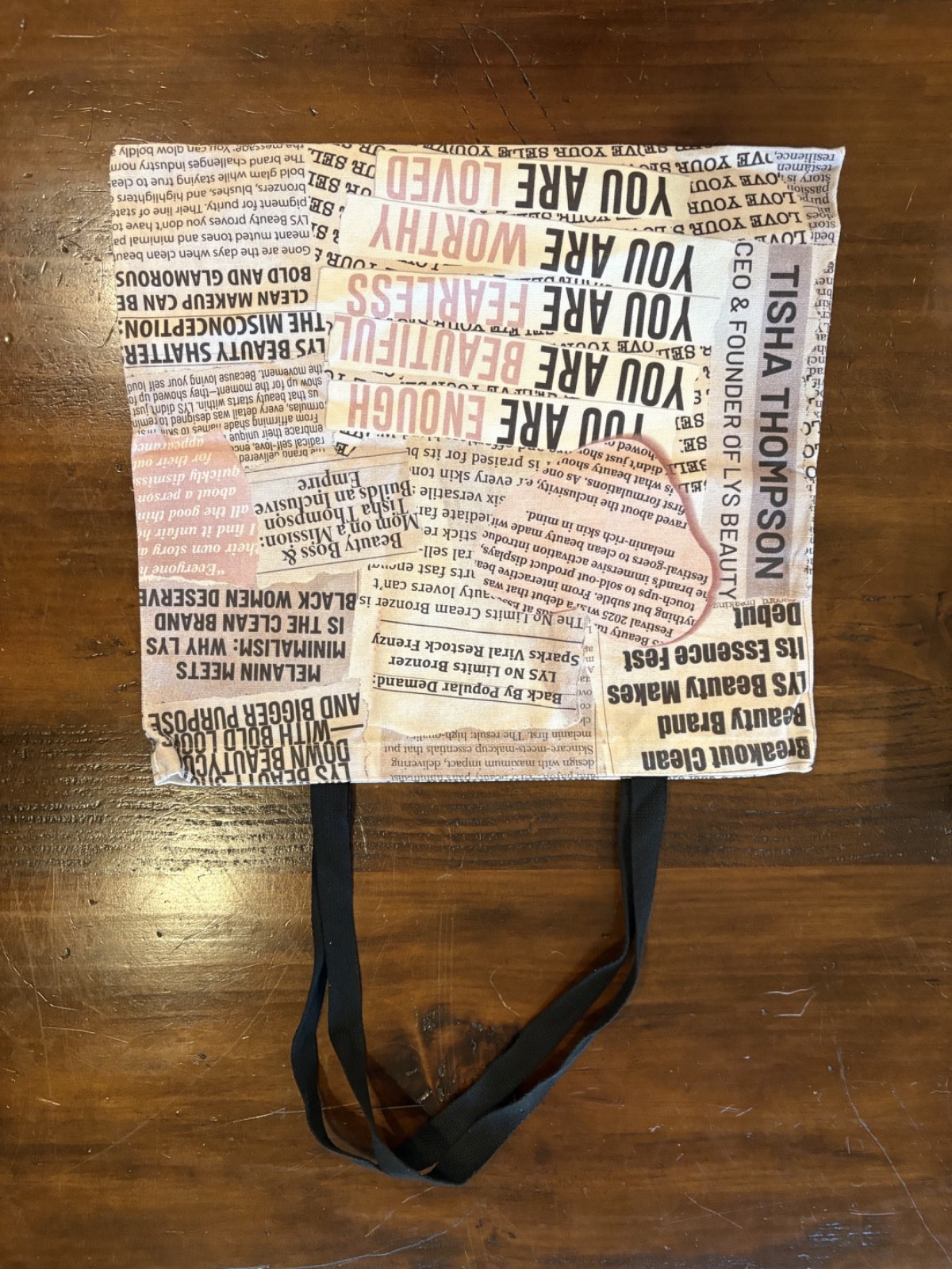 Sephora’s First LYS Canvas Tote Shopping Shoulder Bag Cotton Newspaper Print