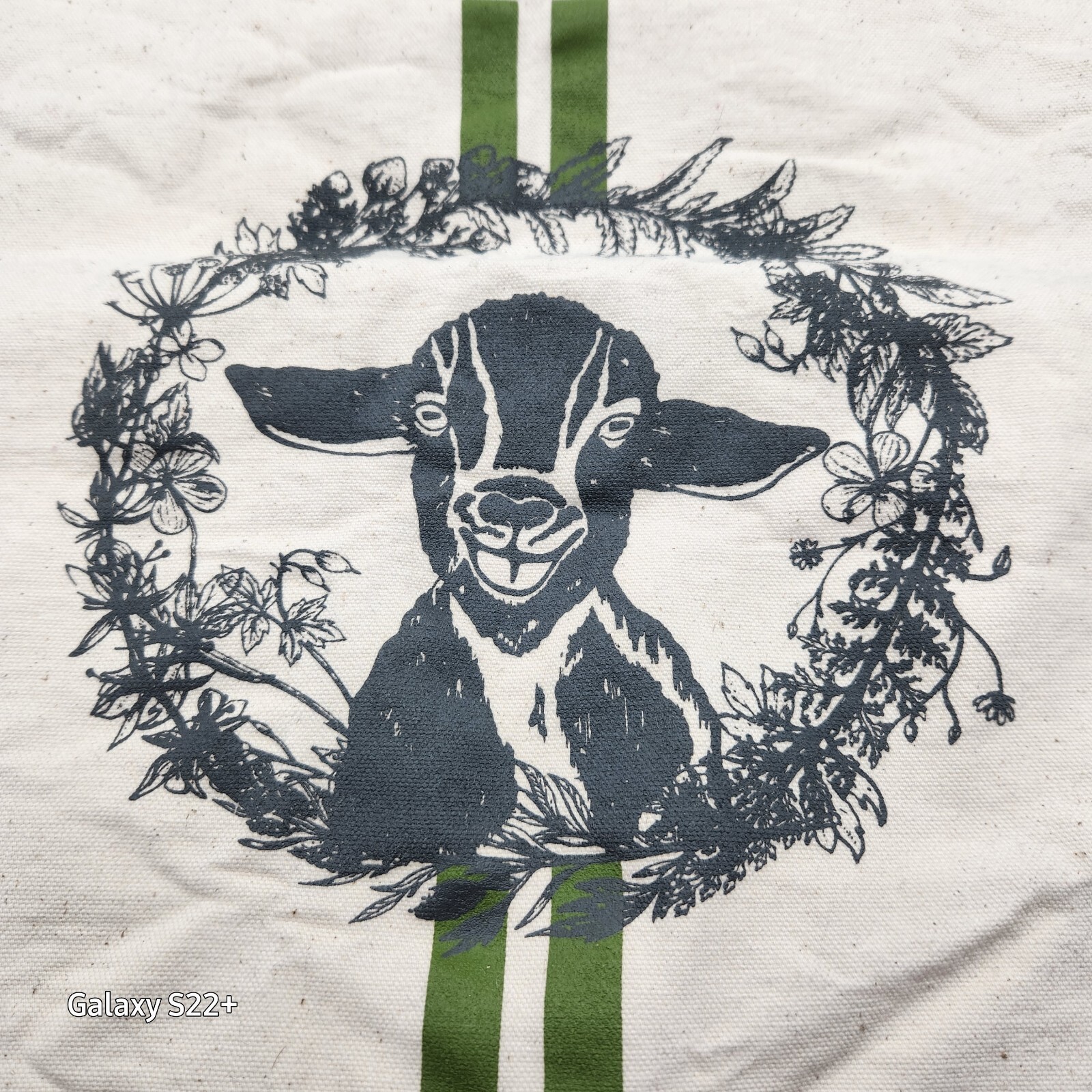 Canvas Tote Lamb Sheep Farm Organic FHF Farmhouse Fresh Double Handles 14″x15″