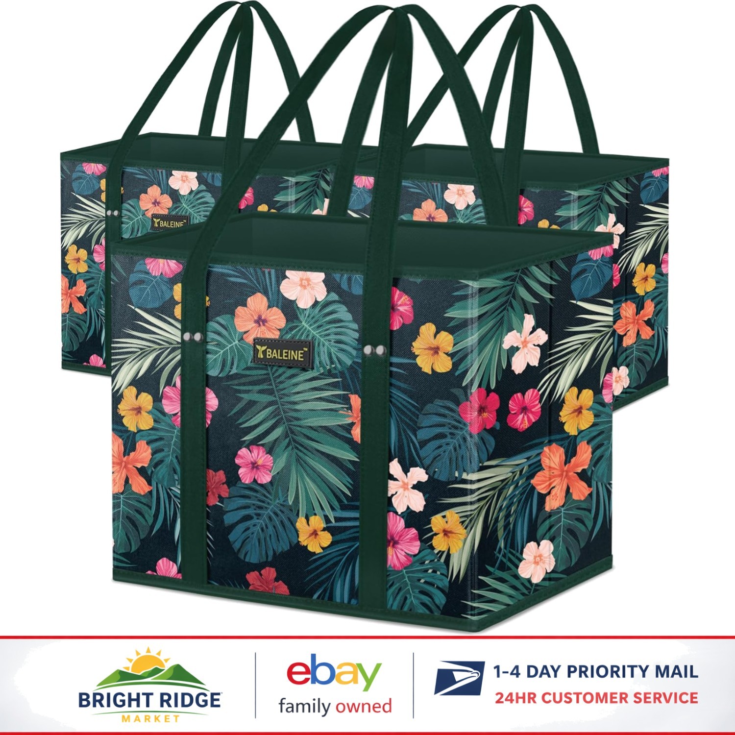 Foldable Grocery Bags with Slip Pocket and Sturdy Construction for Convenience