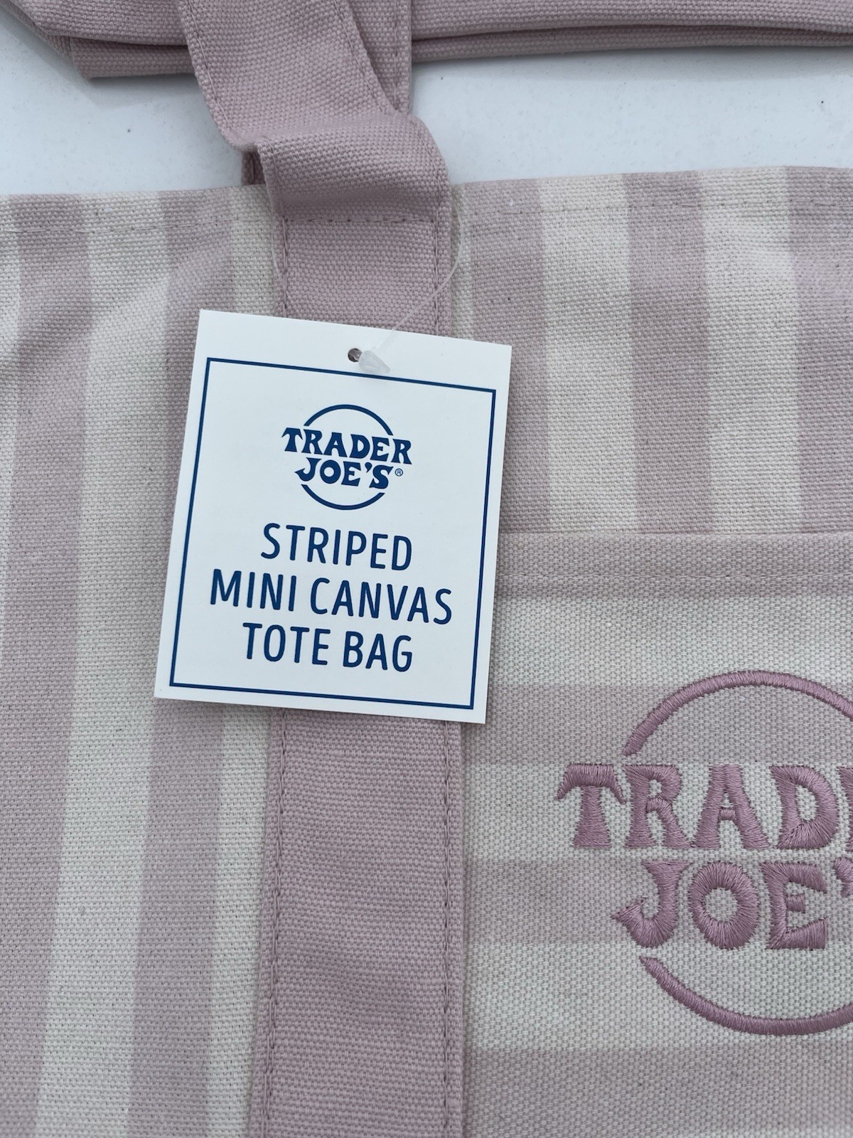 IN HAND Lot Of Four (4) Trader Joe’s Mini Pastel Stripe Canvas Tote Bag 2026