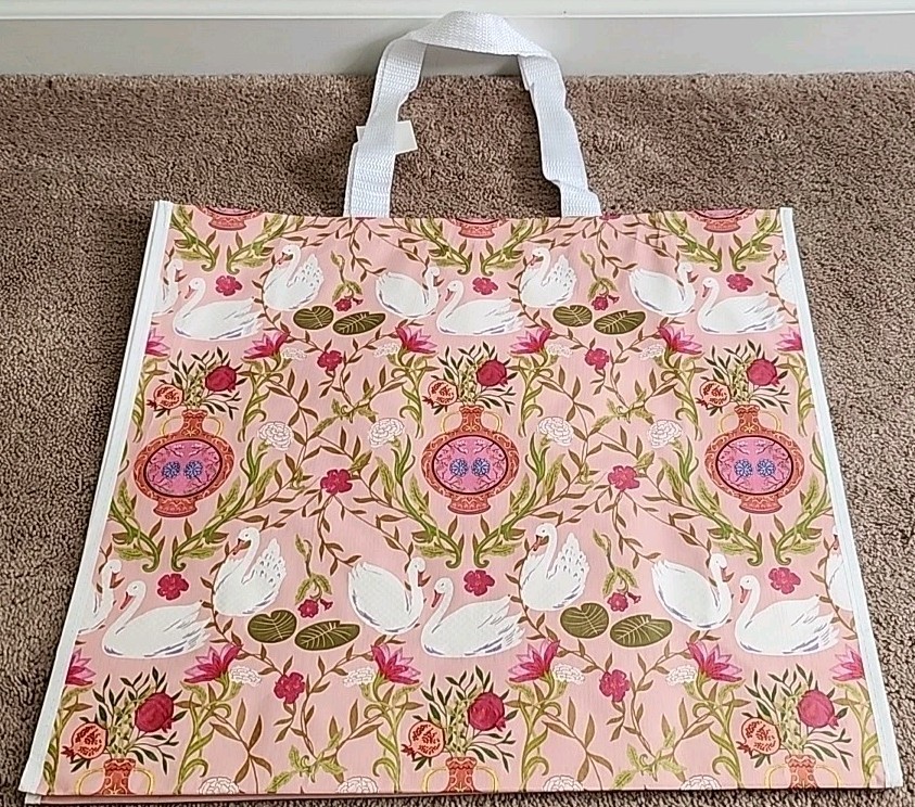 TJ MAXX – Beautiful Flowers, Swans & Vases – Large Reusable Shopping Tote Bag