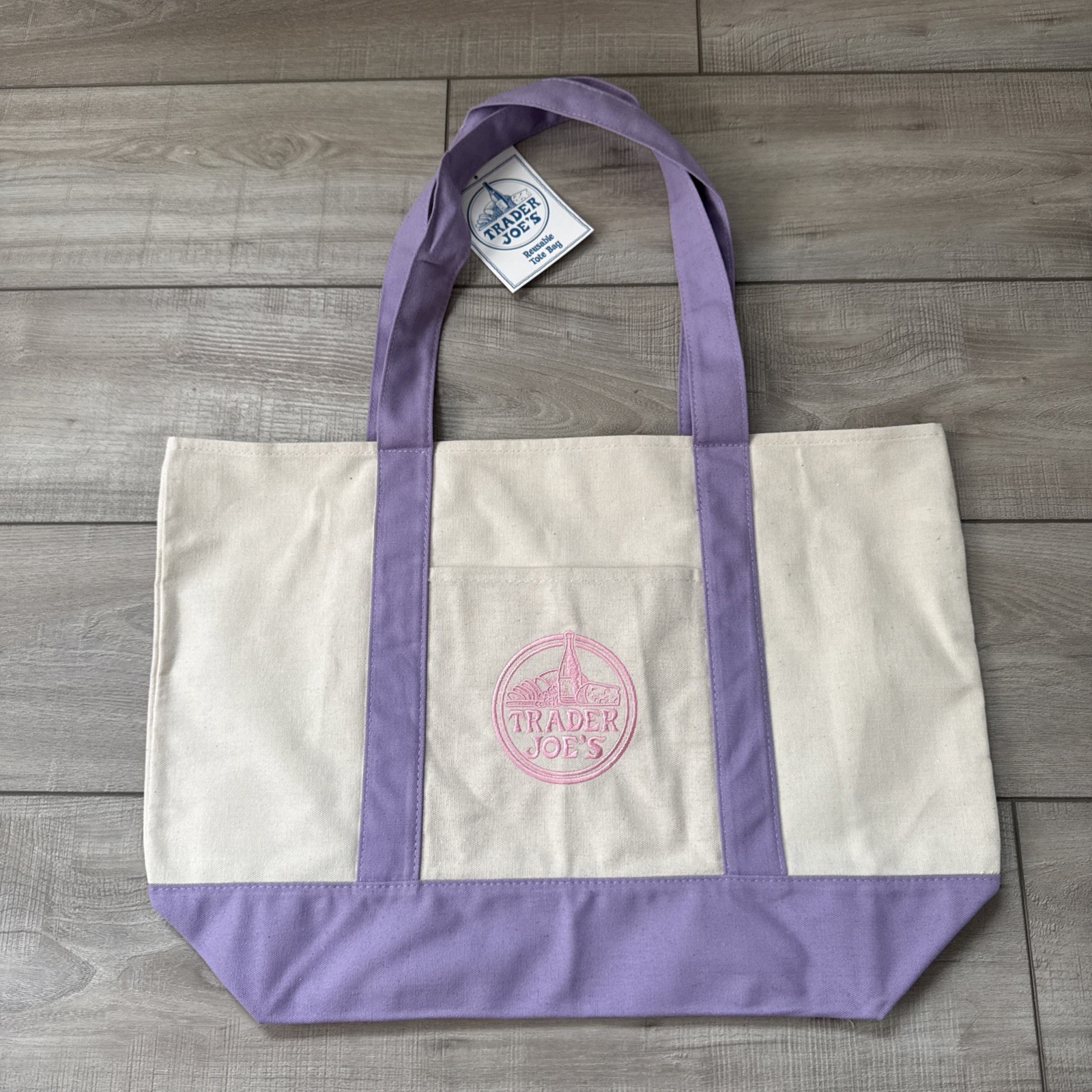 Trader Joe’s Lavender Canvas Tote Bag Spring 2026 Purple Large New