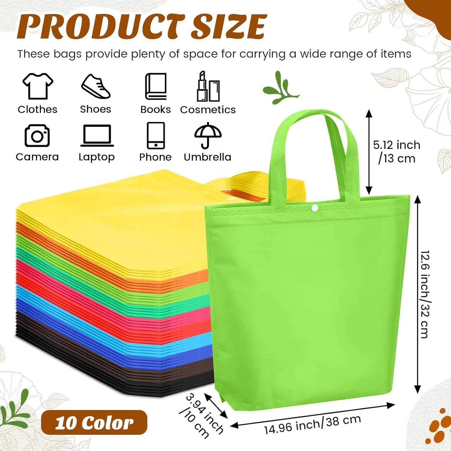 50 Pack Reusable Grocery Bags Large Foldable Shopping Totes With Handles Bulk