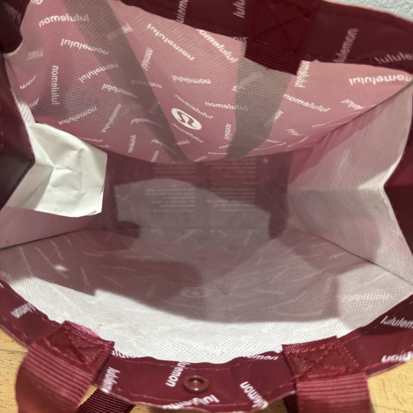 Lululemon Bag Tote Reusable – Burgundy Shopping Bag – 11”x9”x5”