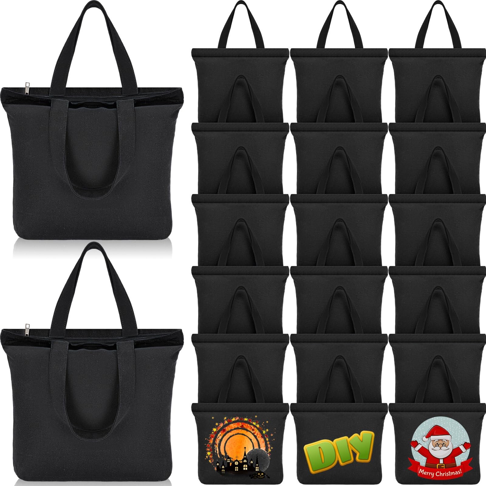 20 Pcs Canvas Tote Bags Bulk 16.5×13.4” Blank Cotton Canvas Bag with Zipper …