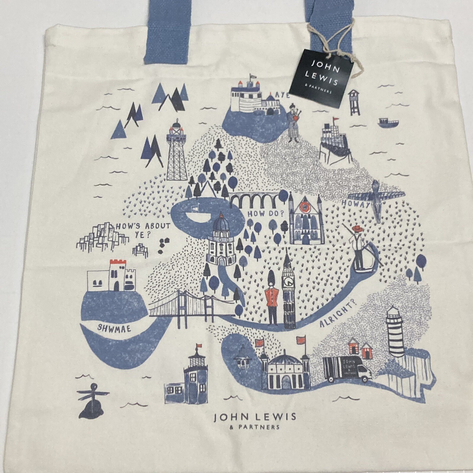 John Lewis UK Tote Bag London England Scotland Wales Northern Ireland 2024 New