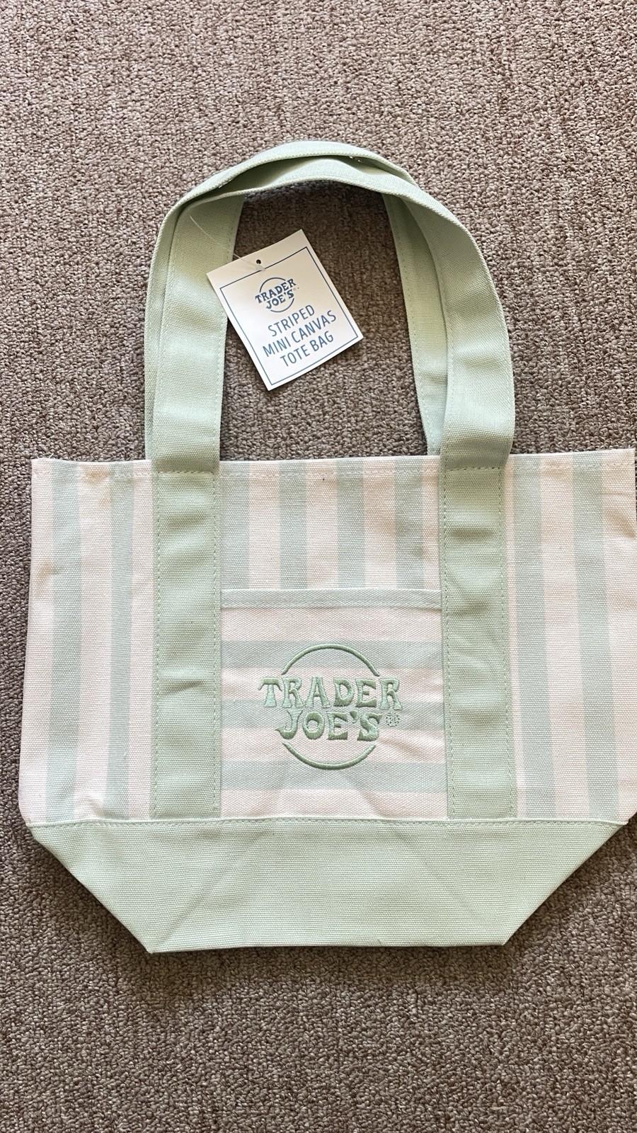 Trader Joe’s Striped Mini Canvas Tote Bag Multicolor 13x6x11 in New with Tags!