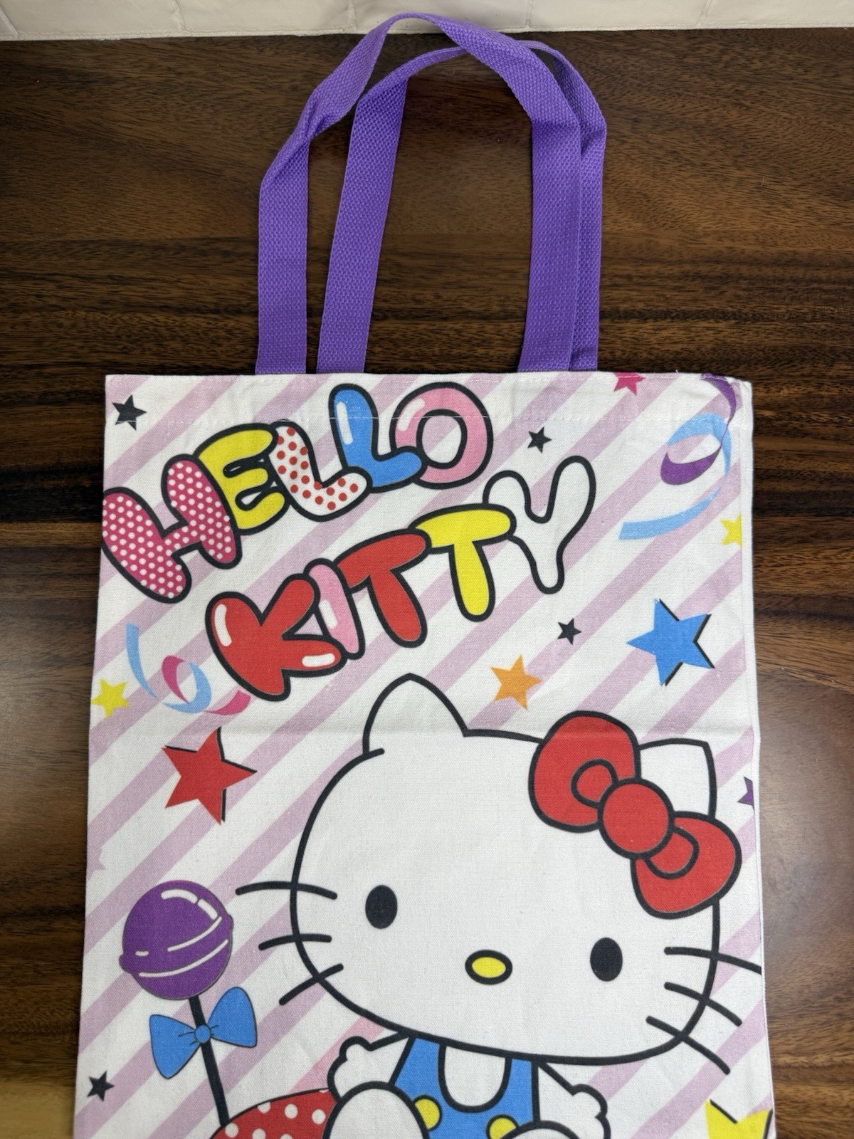Hello Kitty Reusable Canvas Tote Bag With Handles Grocery Shopping School Bag