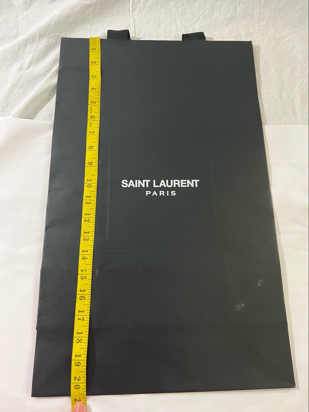 Authentic Saint Laurent Paper Shopping Bag Reusable Black 20.5″ x 12.5″ x 6″