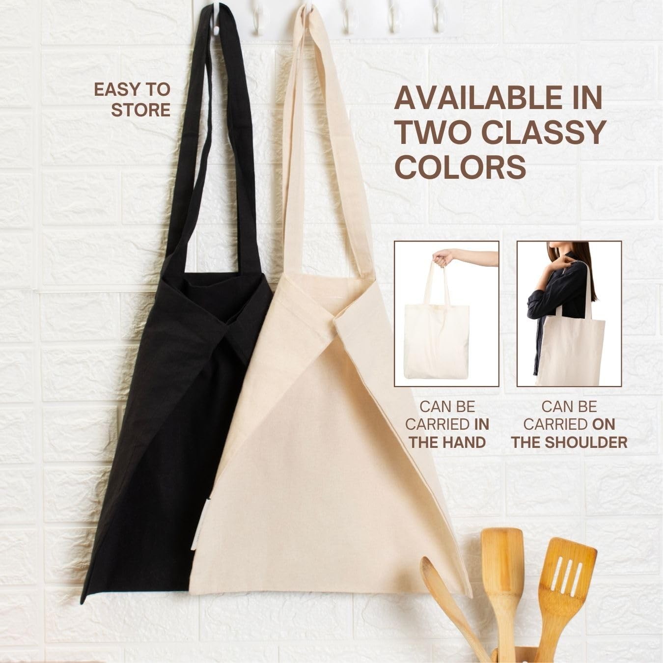 Cotton Reusable Shopping Tote Bags Pack of 12 (16″x15″), Medium Size, Lightwe…