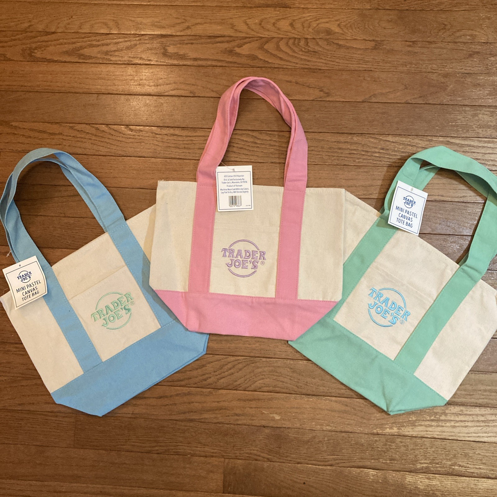 Trader Joes 2026 Mini Spring Pastel Tote Bag NWT 13w x 10h x 6d *CHOOSE COLOR*