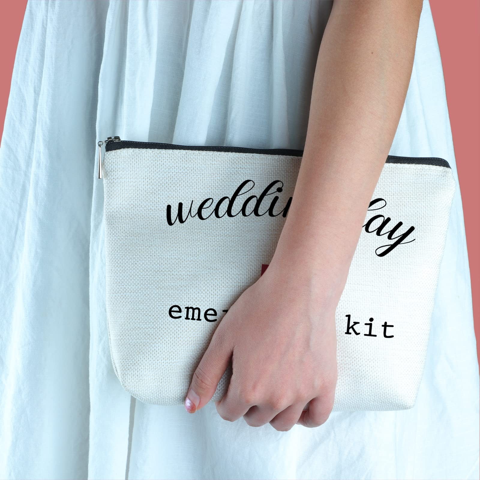 Yegifeyct Bridal Shower Gifts for Bride to Be Travel Makeup Bag Wedding white