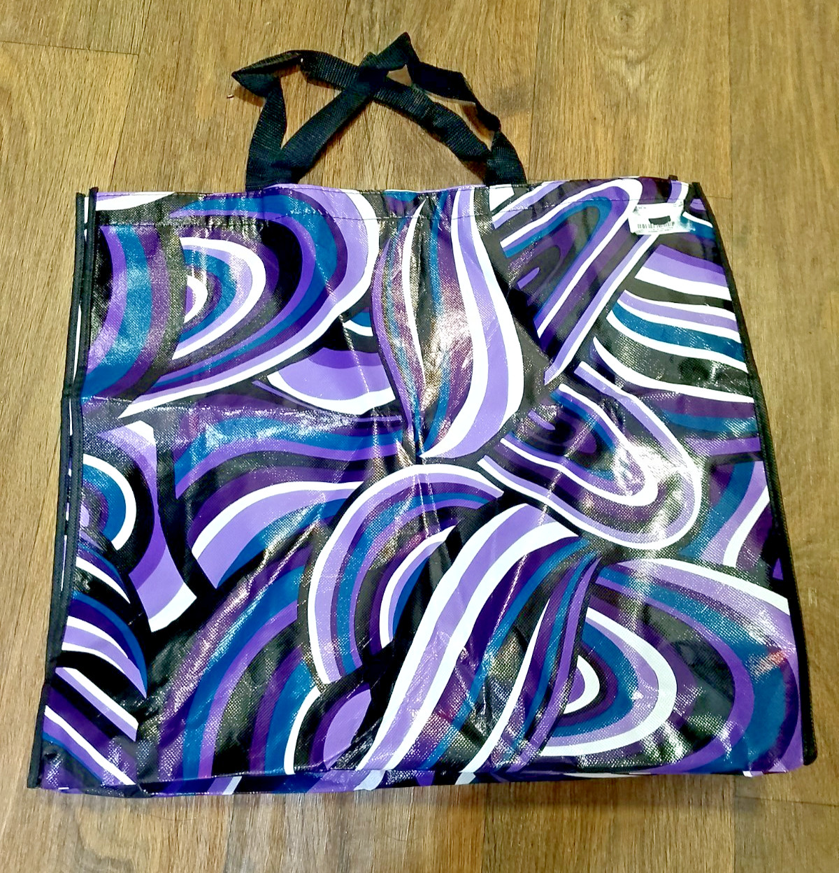 Purple wavy reuseable shopping bag 19.5×6.5×17 inches
