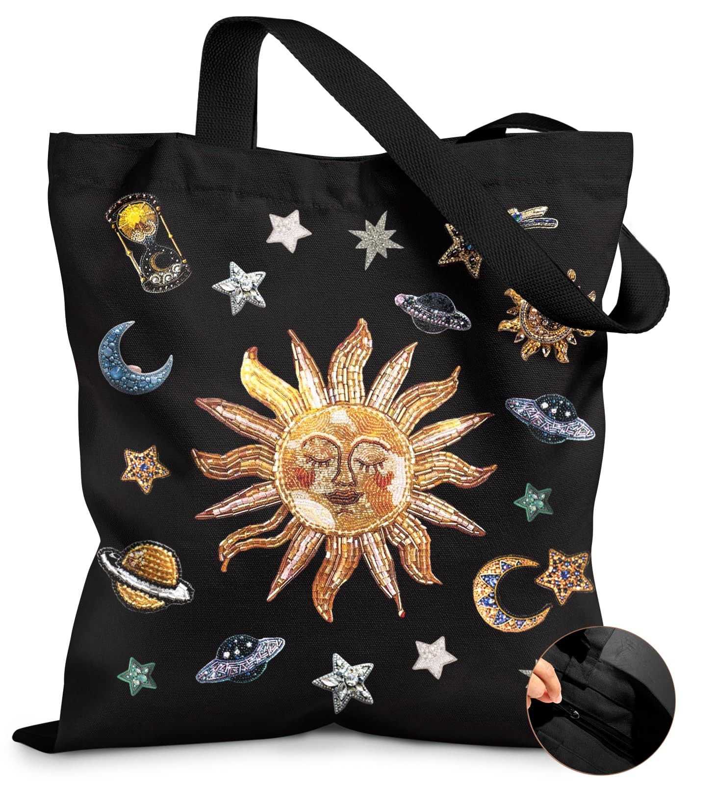 Miss Adola Canvas Tote Bag for Women – Aesthetic One Size, Sun Planets