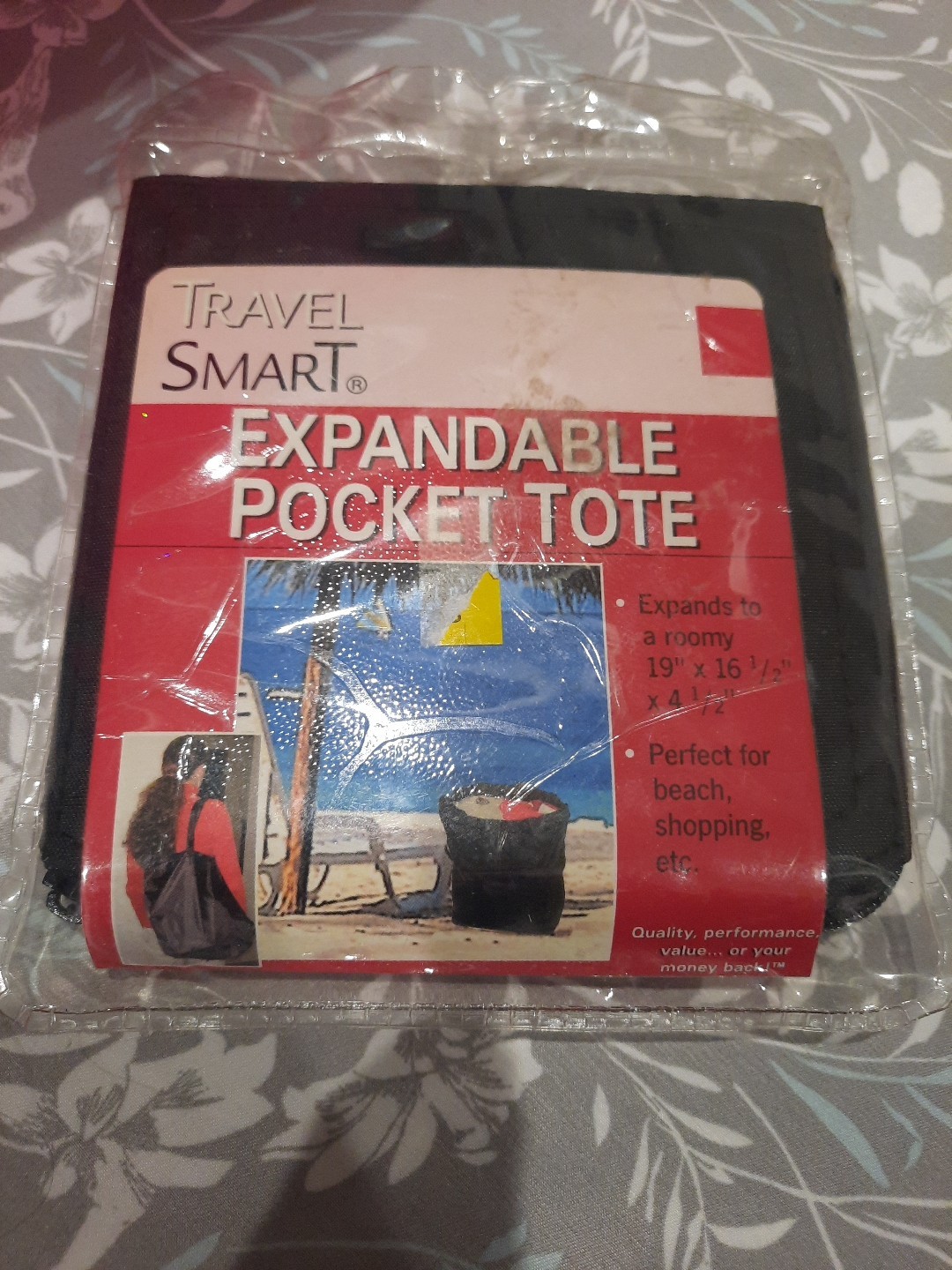Travel Smart Expandable Pocket Tote Bag Unisex Black One Size