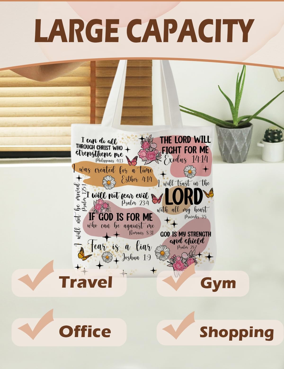 Boho Floral Christian Tote Bag, Christian Gifts for , Faith Based Gifts, Insp…