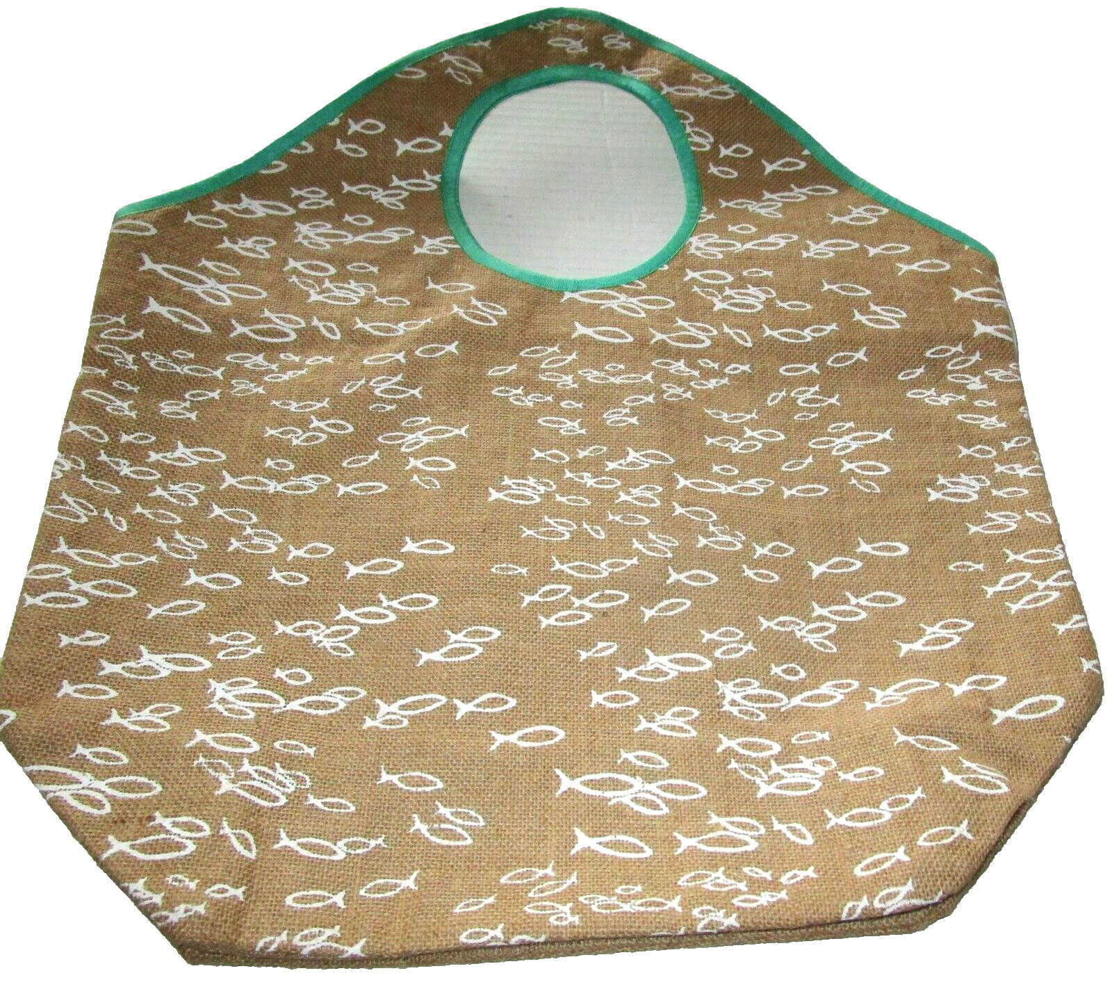 COASTAL EXTRA LARGE BURLAP Tote Bag ~ 20.5″W x 23″T ~ TROPICAL FISH
